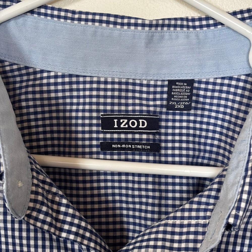 IZOD Long Sleeve Non-Iron Stretch Shirt Mens 2XL Plaid Button Front - Picture 3 of 4